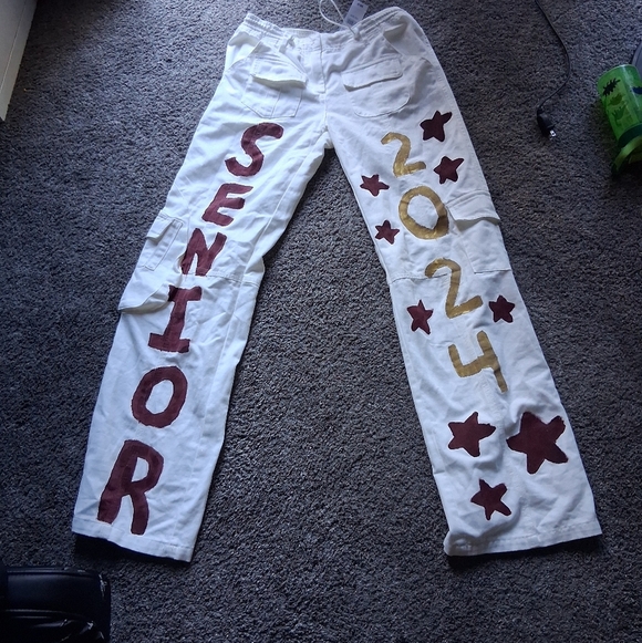 PacSun Other - PacSun White Pants with Maroon and Gold Details